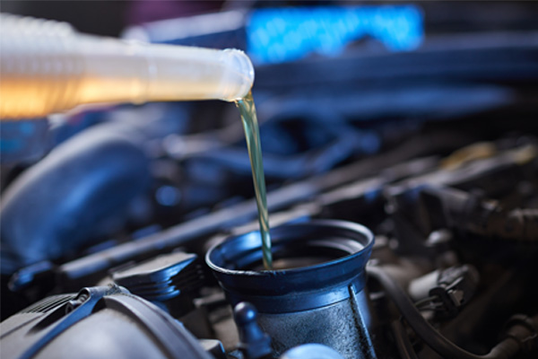 A close-up of an oil change