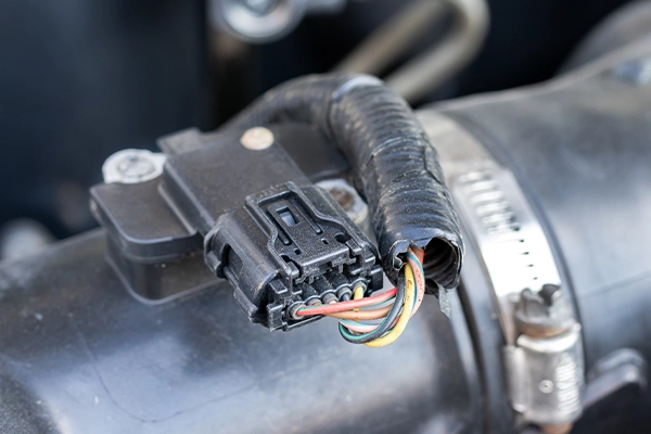 Mass airflow sensor on car air intake